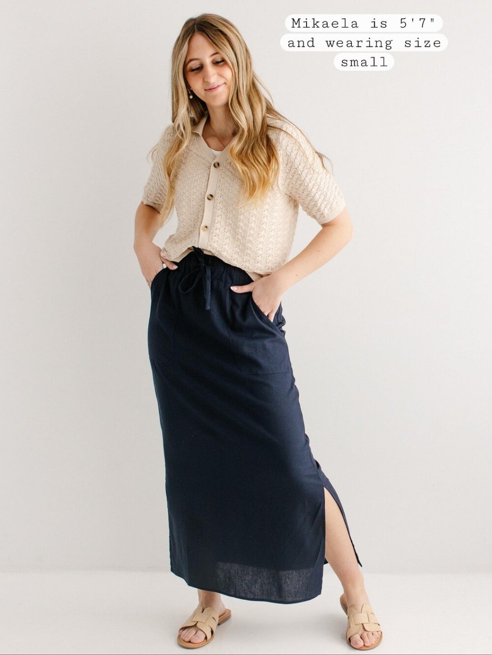 Winslet' Waist Tie Maxi Skirt In Natural (size XS) - Picture 5 of 16